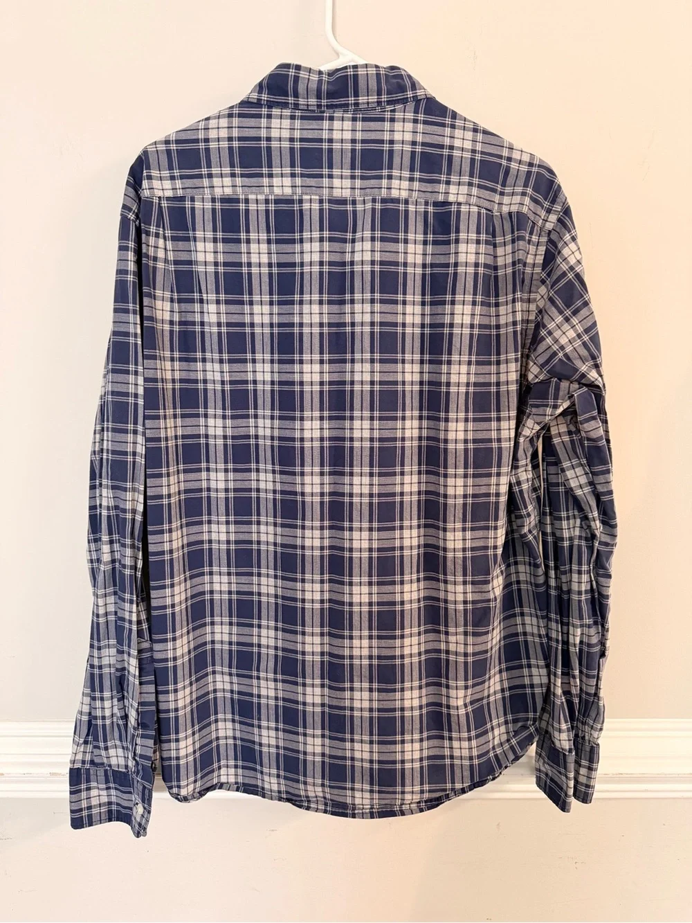 J. Crew Men's Navy and White Plaid Button-Down Shirt
